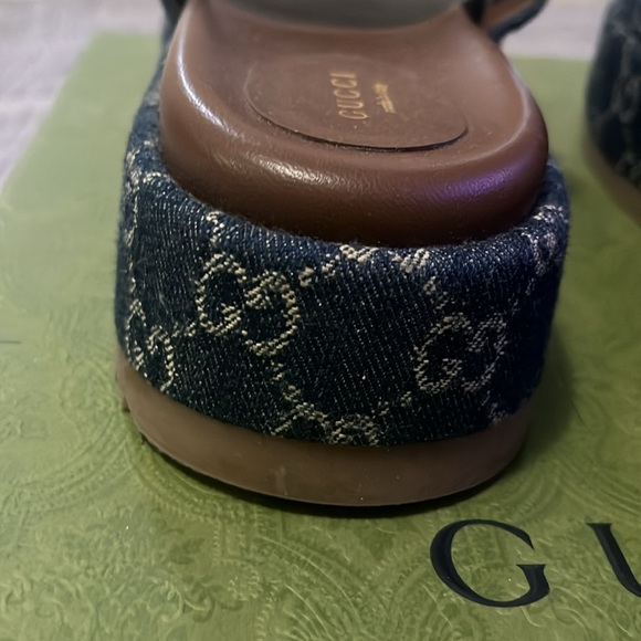 Authentic Gucci GG Logo Denim Slides - Picture 7 of 12